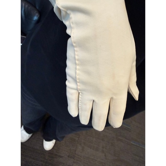 Vintage Christian Dior Sea Island Cotton Gloves Ivory Size 7 Circa 1960s French - Picture 8 of 13